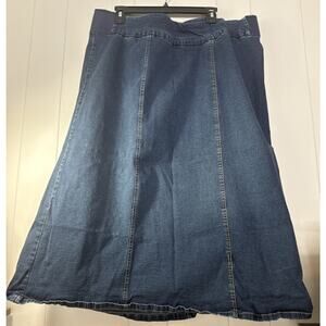 Woman Within Denim Skirt Dark Wash Plus Size 22W V8